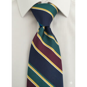 Lands' End blue yellow red green striped silk tie - 58"